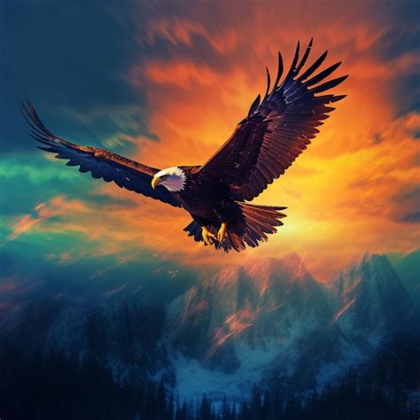 Premium Photo A Majestic Eagle Flying In The Sky