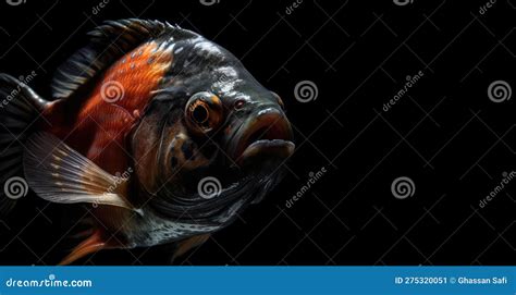 A Piranha Swimming In The Dark Sea Stock Illustration Illustration Of