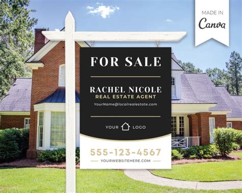 Real Estate Yard Sign Template For Sale Sign Customizable Etsy