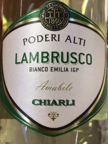 Poderi Alti Lambrusco Bianco Amabile Vivino US