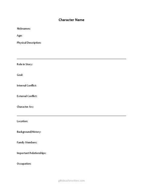 Character Profile Template | PDF