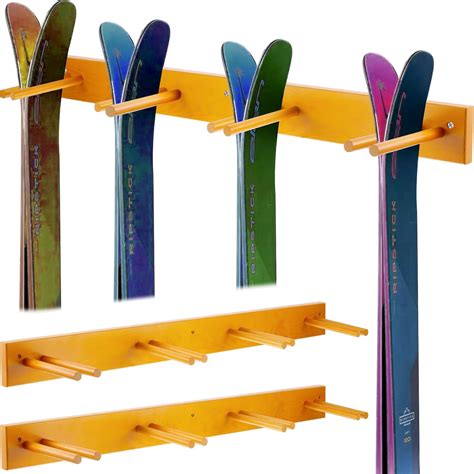 Amazon Pcs Timber Wall Mounted Ski Rack For Garage Wall Wood Ski