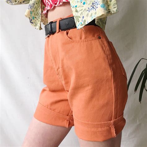 Tangeriney Orange High Waisted Vintage Mom Shorts Depop