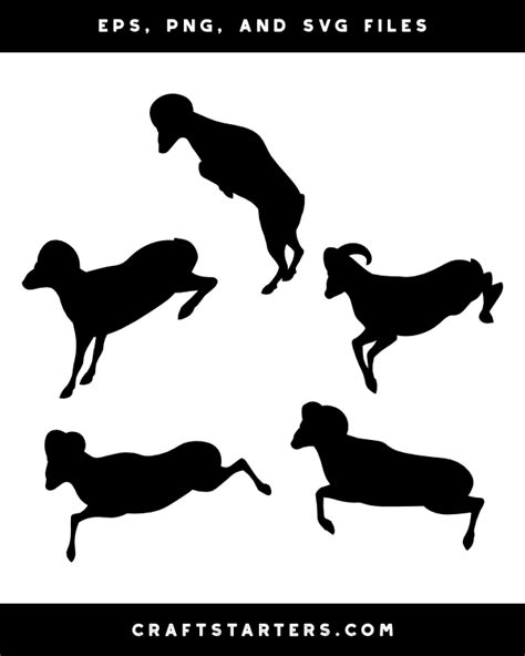 Jumping Ram Silhouette Clip Art