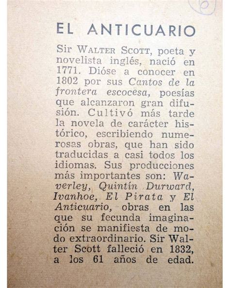 BIBLIOTECA MUNDIAL SOPENA EL ANTICUARIO Walter Scott Sopena 1950