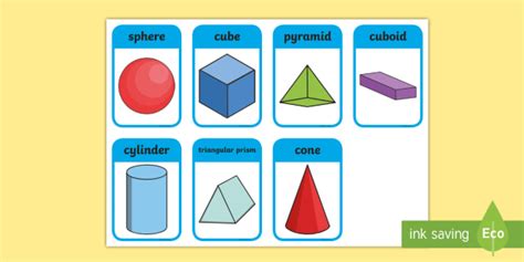 3D Shapes With Real-World Examples Flashcards, 40% OFF