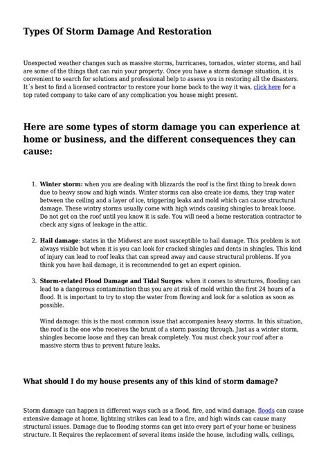 Types Of Storm Damage And Restoration... by Christy Morrow - Issuu