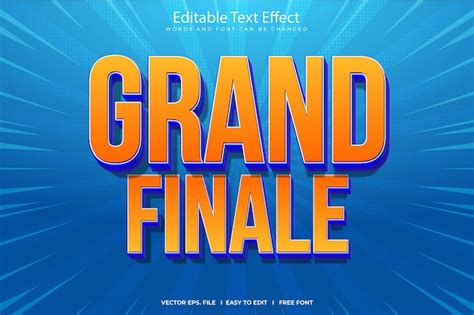 Premium Vector | Grand finale 3d Editable Text Effect