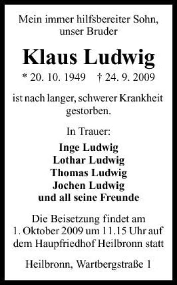 Traueranzeigen Von Klaus Ludwig Trauerundgedenken De