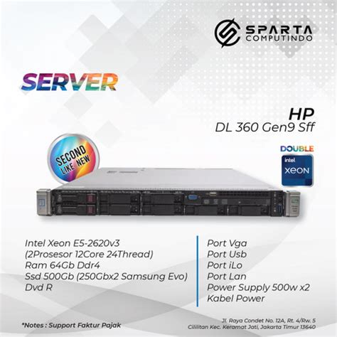 Jual Server Hp DL 360 Gen9 Sff Xeon E5 2620v3 X2 Ram 64Gb Ddr4 Ssd