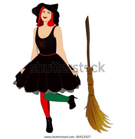 Vector Image Beautiful Sexy Witch Broom 스톡 벡터 로열티 프리 86412427 Shutterstock