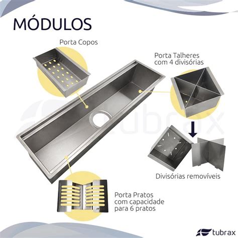 Calha Canal Organizador Escorredor Úmida Inox Tubrax MadeiraMadeira