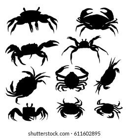 Vector Crab Silhouette Crabs Different Shapes Stock Vector Royalty