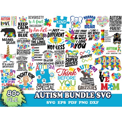 80 Files Autism Bundle Svg, Autism Ribbon Svg, Autism Heart - Inspire ...