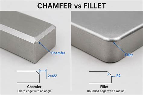 chamfer  fillet key differences  cnc machining  mechanical