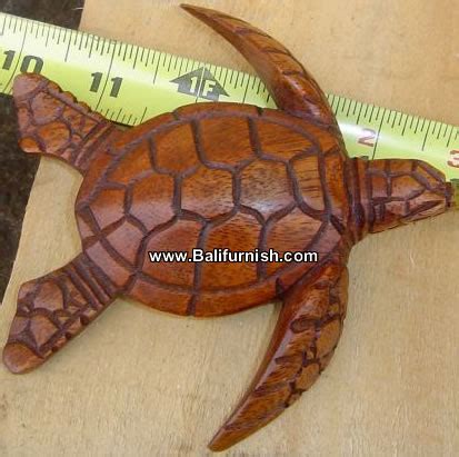 Hand Carved Suar Wood Sea Turtle Sculpture From Bali Dependent Sea