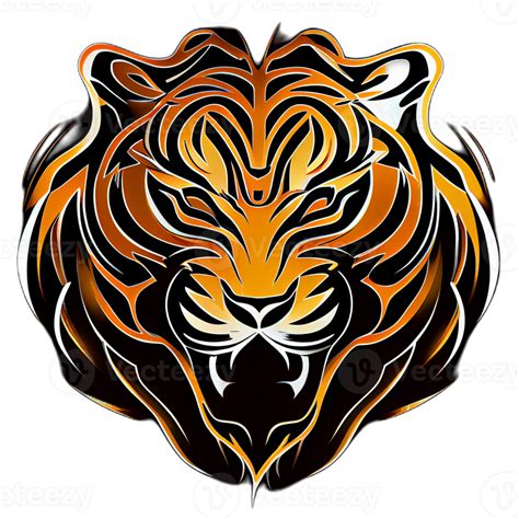 Tiger logo, simple and colorful illustration, transparent background ...