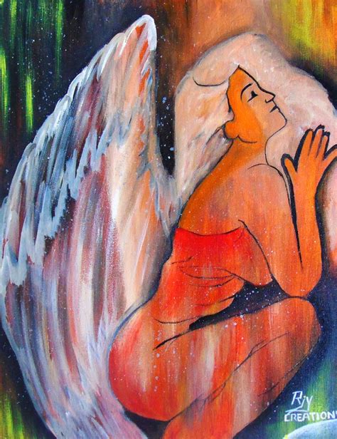 A Fallen Angel Artwork In Acrylic Paint On Stretched Canvas