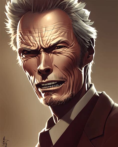 Clint Eastwood Portrait Shinkai Makoto Studio Ghibli Hideaki Anno Art ...