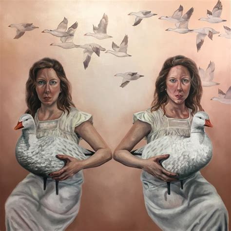 Twins And Snow Geese Oil On Canvas 355” X 355 Kendra Bulgrin