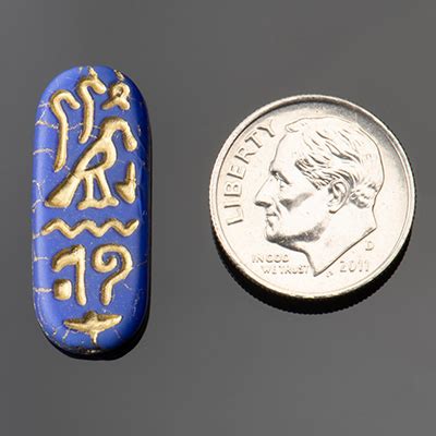 Egyptian Cartouche X Mm Lapis Blue Opaque Matte With Gold Wash