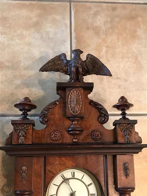 Large Antique Ra Wall Regulator Clock With Eagle Top 1927831217