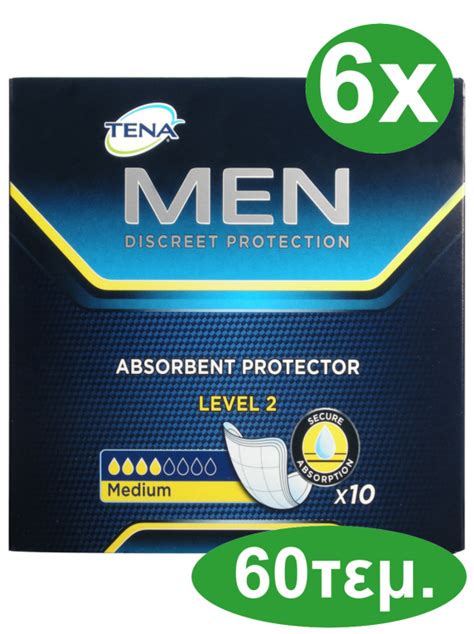 Tena Men Absorbent Protector Level 2 Επιθέματα Ακράτειας 6 10 60τεμ