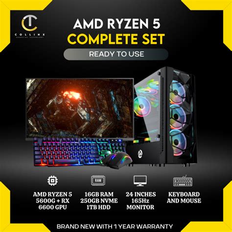 [ Gaming PC Set ] AMD RYZEN 5 5600G | RX 6600 | 24 Inches 165Hz Monitor ...