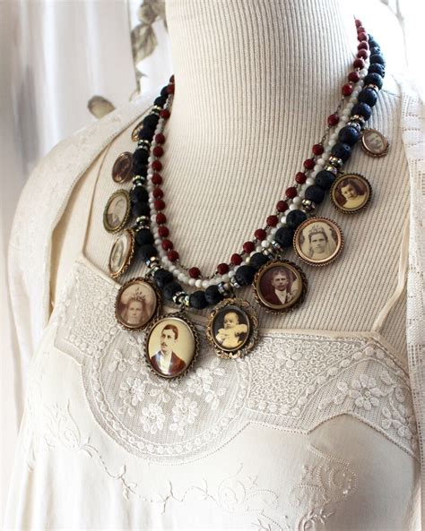 Memento Mori Assemblage Necklace Victorian Photo Brooch Etsy