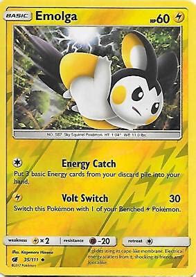 Emolga S M Crimson Invasion Reverse Holo Pokemon Card Nm Ebay