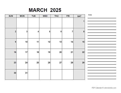 March 2025 Calendar With Holidays Calendarlabs