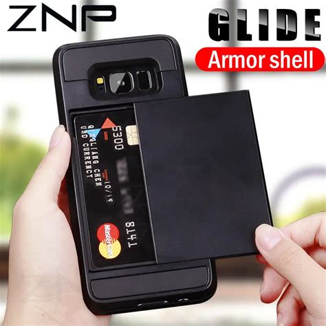 Znp Armor Slide Card Holder Phone Case For Samsung Galaxy S9 S8 Plus S7 S6 Edge Full Cover For