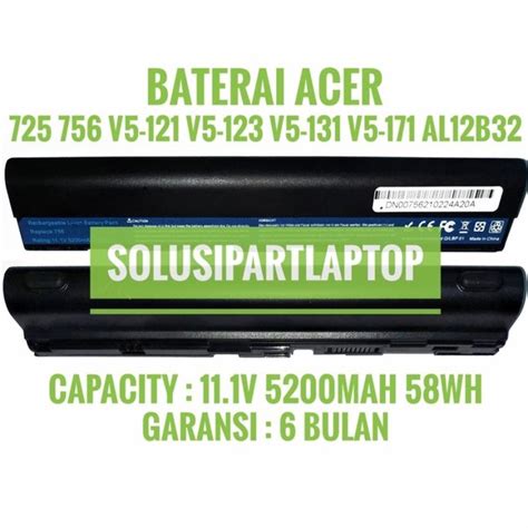 Jual BATERAI ACER 756 725 AO756 AO725 AL12B32 HIGH BLACK Di Lapak