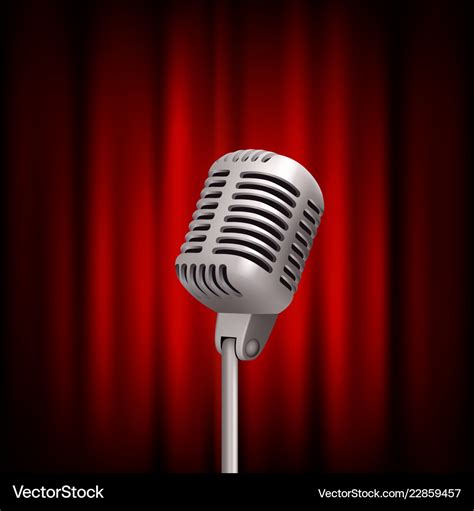 Retro microphone on stage professional stand up Vector Image