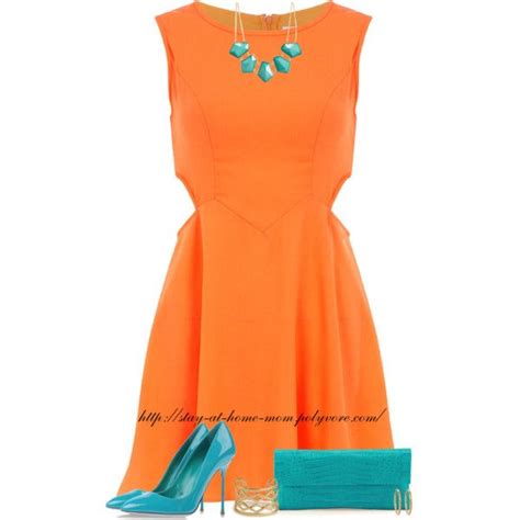 Orange Dress Turquoise Accessories Orange Dress Fashion Dresses