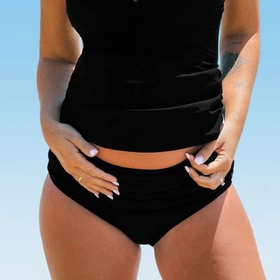 Women S Maternity Black High Waisted Retro Bikini Bottoms Swimsuit