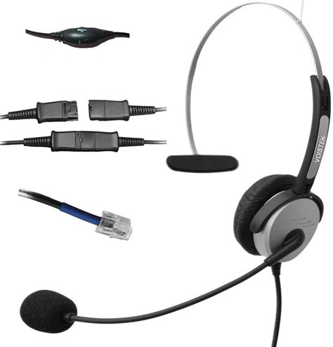 Voistek Corded Call Center Telephone Rj Headset Noise Canceling Headphone With