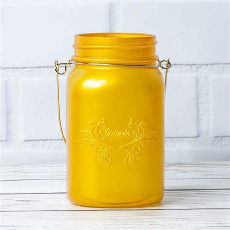 6 Pack Fantado Regular Mouth Frosted Yellow Gold Color Mason Jar W