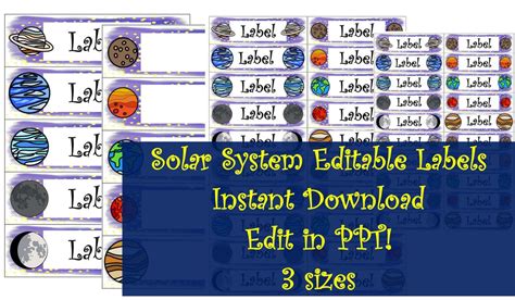 Solar System Planets Editable Labels Classroom Closet Kids Room Trays ...