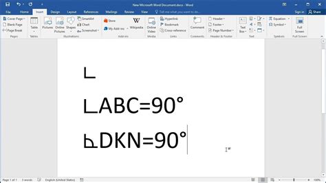 How To Type Right Angle In Word Youtube