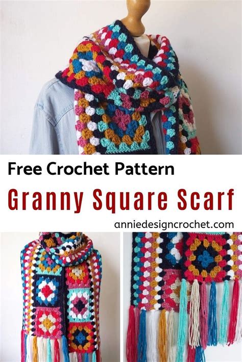 Crochet Granny Square Scarf Easy Free Pattern Granny Square Scarf