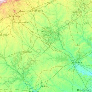 Sumter National Forest topographic map, elevation, terrain