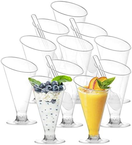 Foraineam Pack Clear Dessert Cups With Spoons Oz Disposable