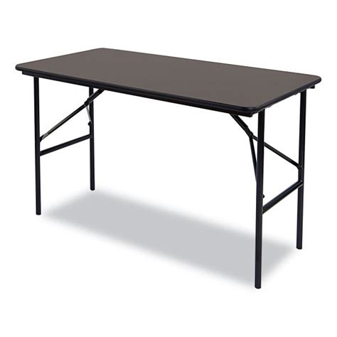 Iceberg OfficeWorks Classic Wood-Laminate Folding Table, Straight Legs, 48 x 24 x 29, Walnut ...