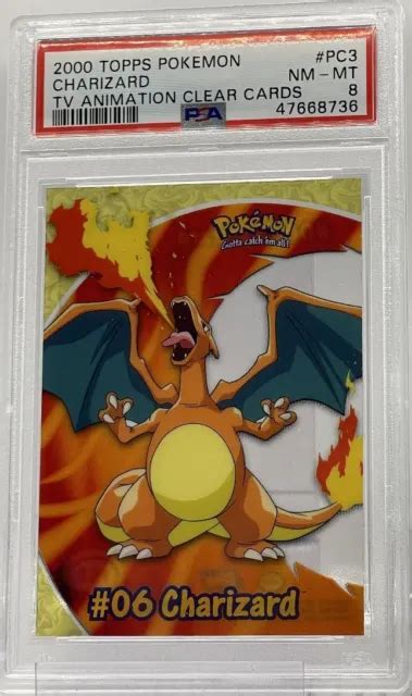 CHARIZARD 2000 TOPPS Pokémon Tv Animation Clear Cards Psa 8 Q0915 EUR 5