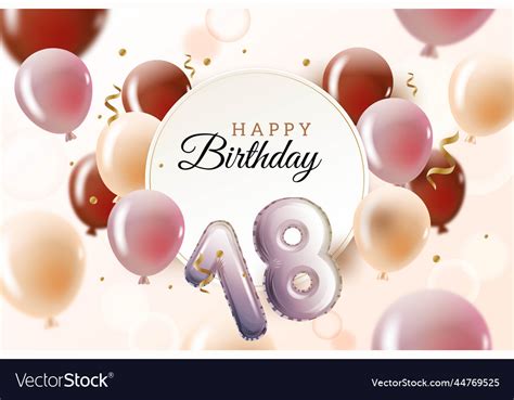 Happy 18th Birthday Background With Realistic Vector Image