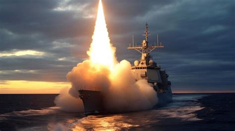 Premium Photo | High Seas Missile Launch from a WarshipxA