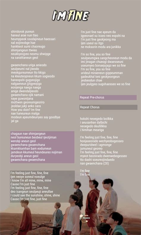 BTS I M Fine Lyrics Pop Song Lyrics Pop Lyrics Bts Song Lyrics