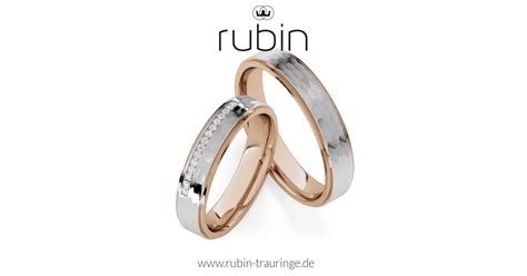 Paar Trauringe Eheringe Peach Gold 585 Weißgold 585 zus 0 090 ct