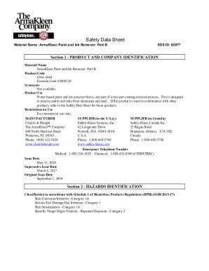 Fillable Online Safety Data Sheet Material Name Armakleen O Lc R Sds